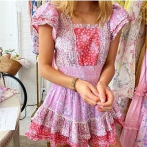 LoveShackFancy Stanton Dress in Strawberry Melange